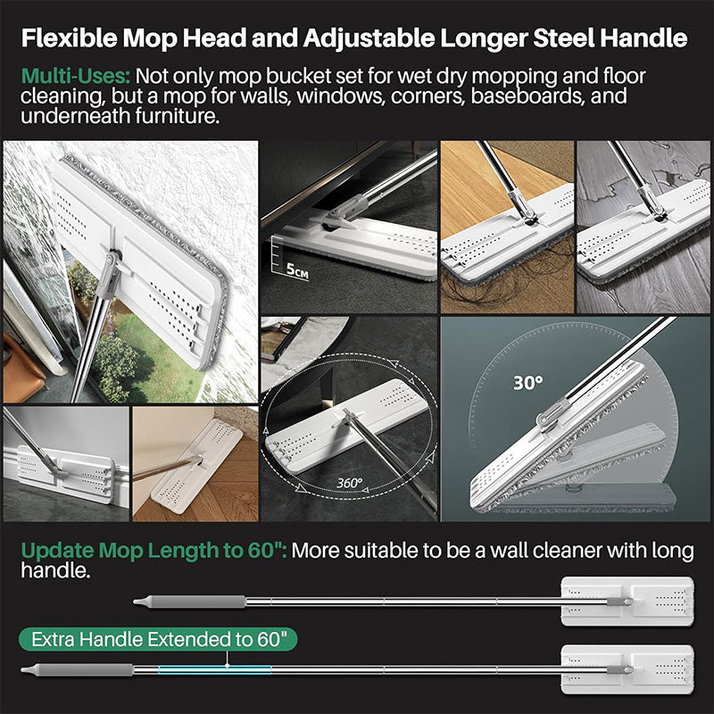 Hands-Free Flat Mop  Bucket Set