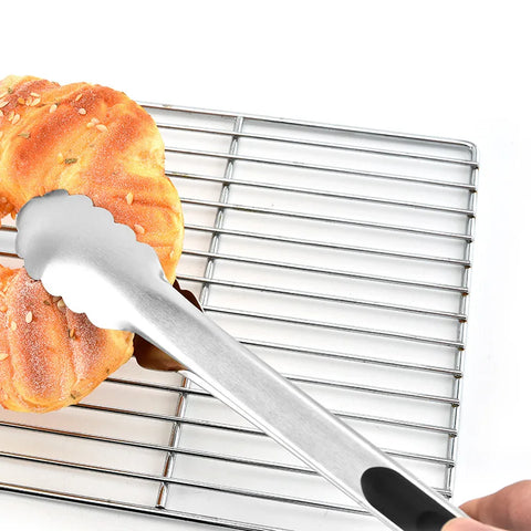 9/12 Inch Stainless Steel BBQ Grilling Tongs Salad Bread Barbecue  Serving Tong Creative Non-Slip Handle Metal Kitchen Gadgets