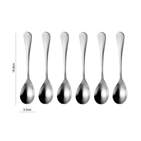 6 Pcs Kitchen Tableware Coffee Stirring Spoon Teaspoons Stainless Steel Mixing Scoop Long Handle Coffee Tea Drinking Tools