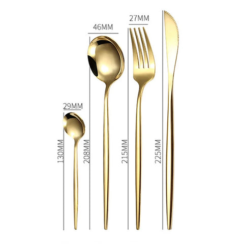 1PC Stainless Steel Gold Silver Dinnerware Tableware Coffee Spoon Steak Fork Knives Flatware Kitchen Cutlery Accessories