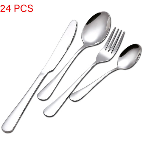 24Pcs/set Gold Cutlery Silverware Set Steak Knife Fork Spoon Teaspoon Noble Wedding Party Travel Home Luxury Cutlery Set