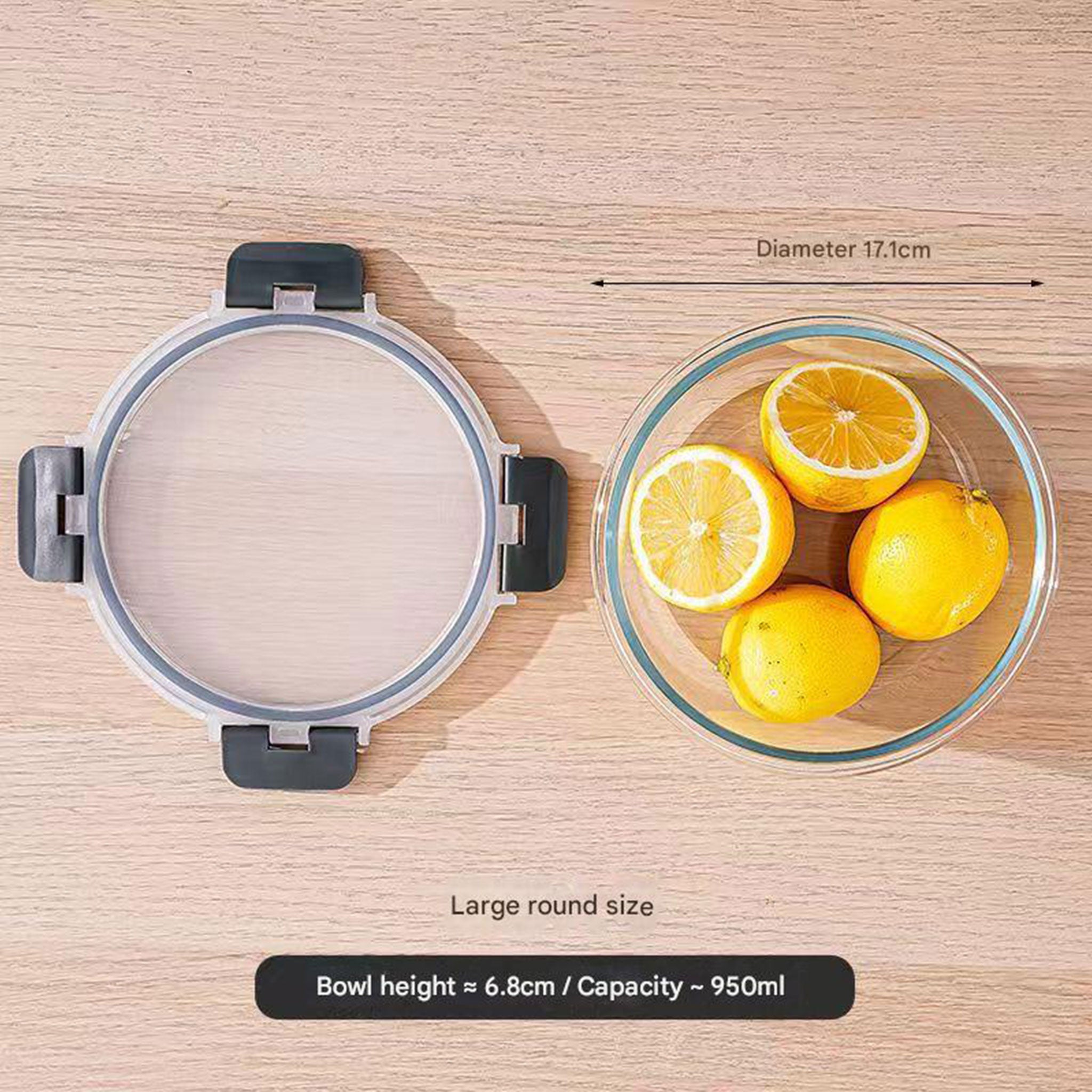 Heat-Resistant Borosilicate Glass Bowl with Lid