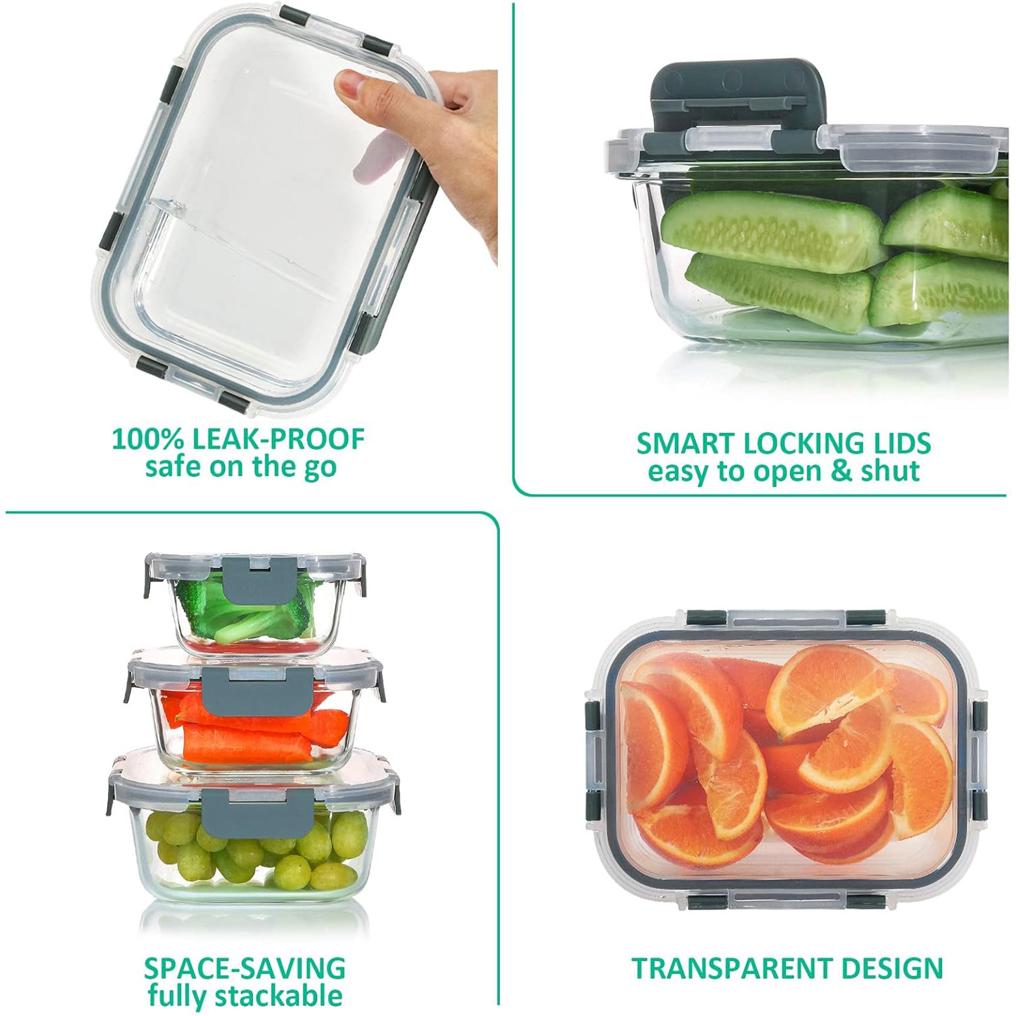 Heat-Resistant Borosilicate Glass Lunch Box