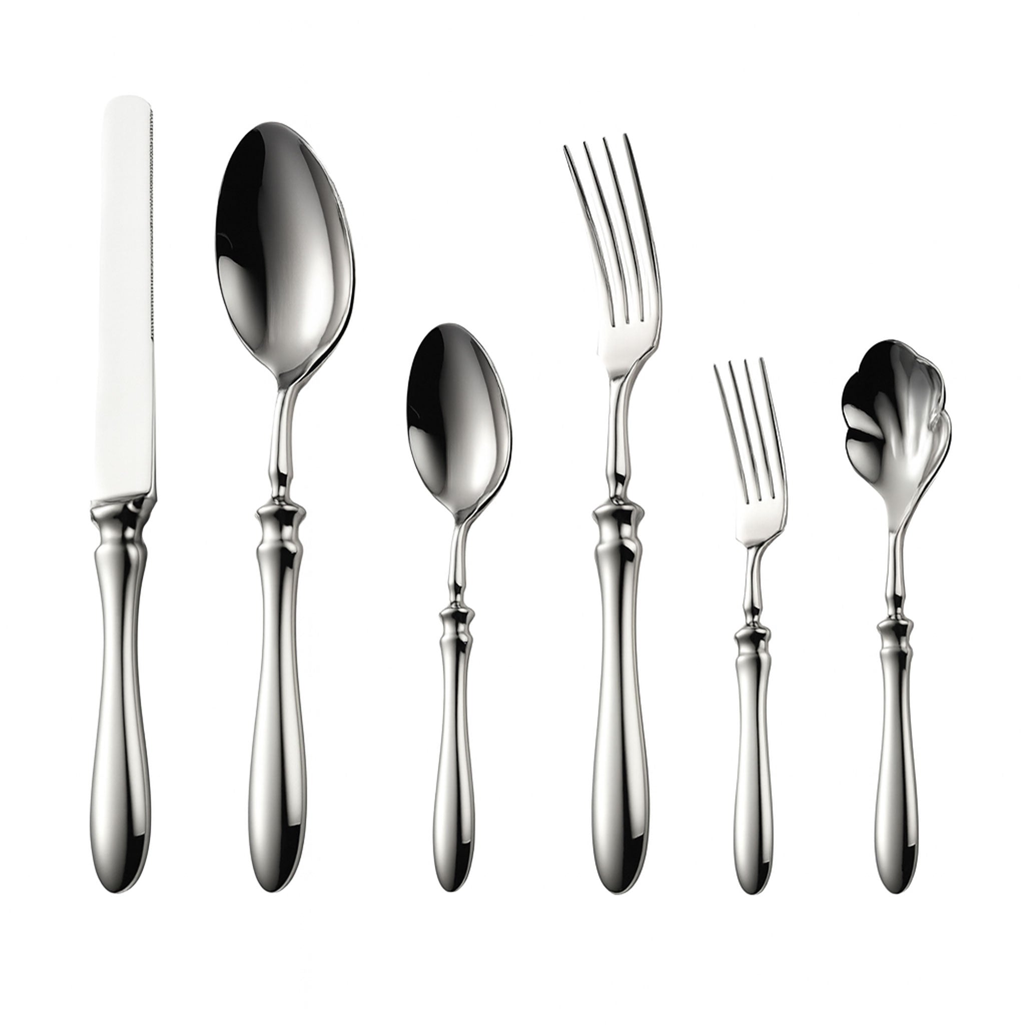 Heavy Gourd Handle Knife, Fork & Spoons