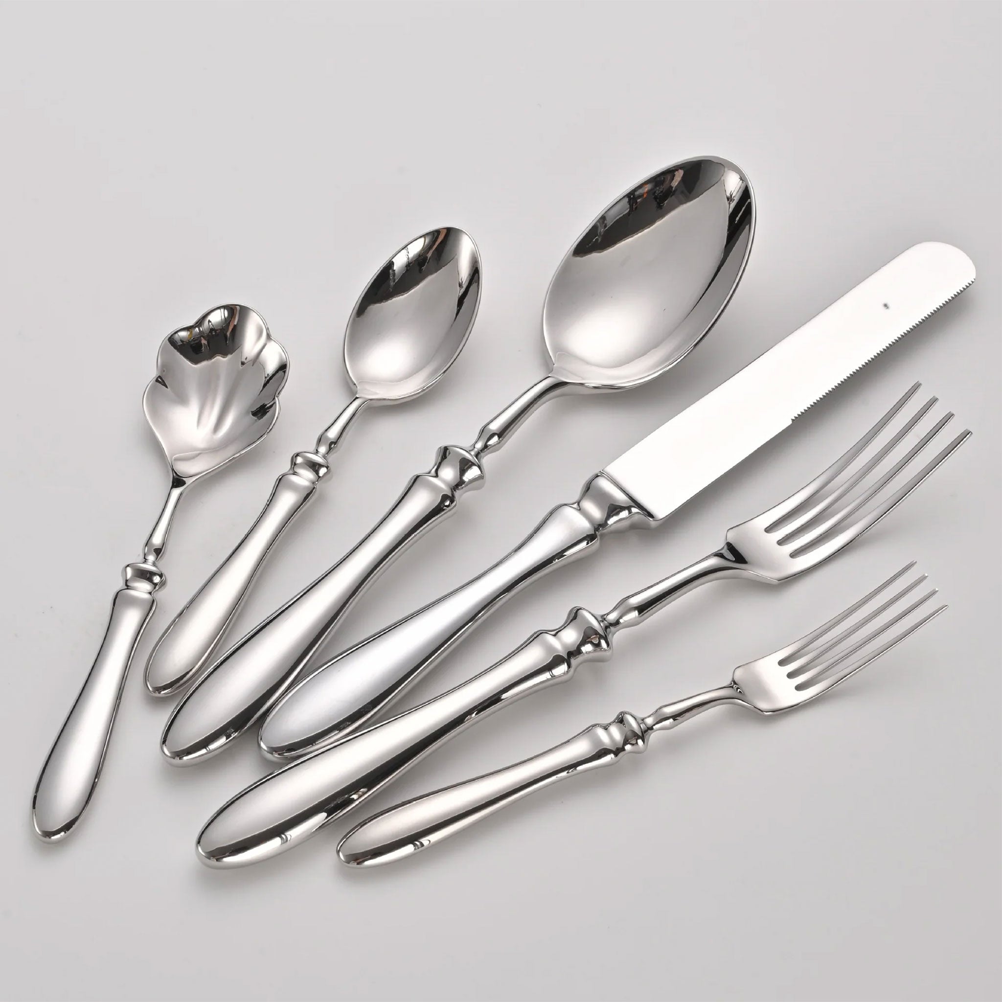 Heavy Gourd Handle Knife, Fork & Spoons