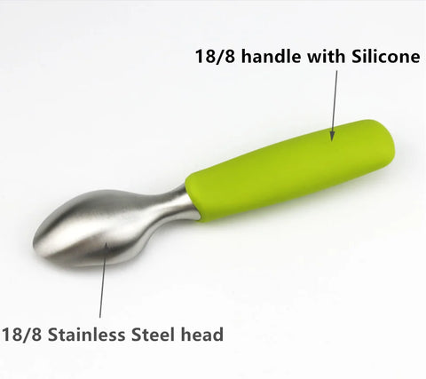 Heavy Duty Stainless Steel Ice cream Scooper with Non-Slip Rubber Grip Professional Metal Ice-Cream Spade Dishwasher Safe