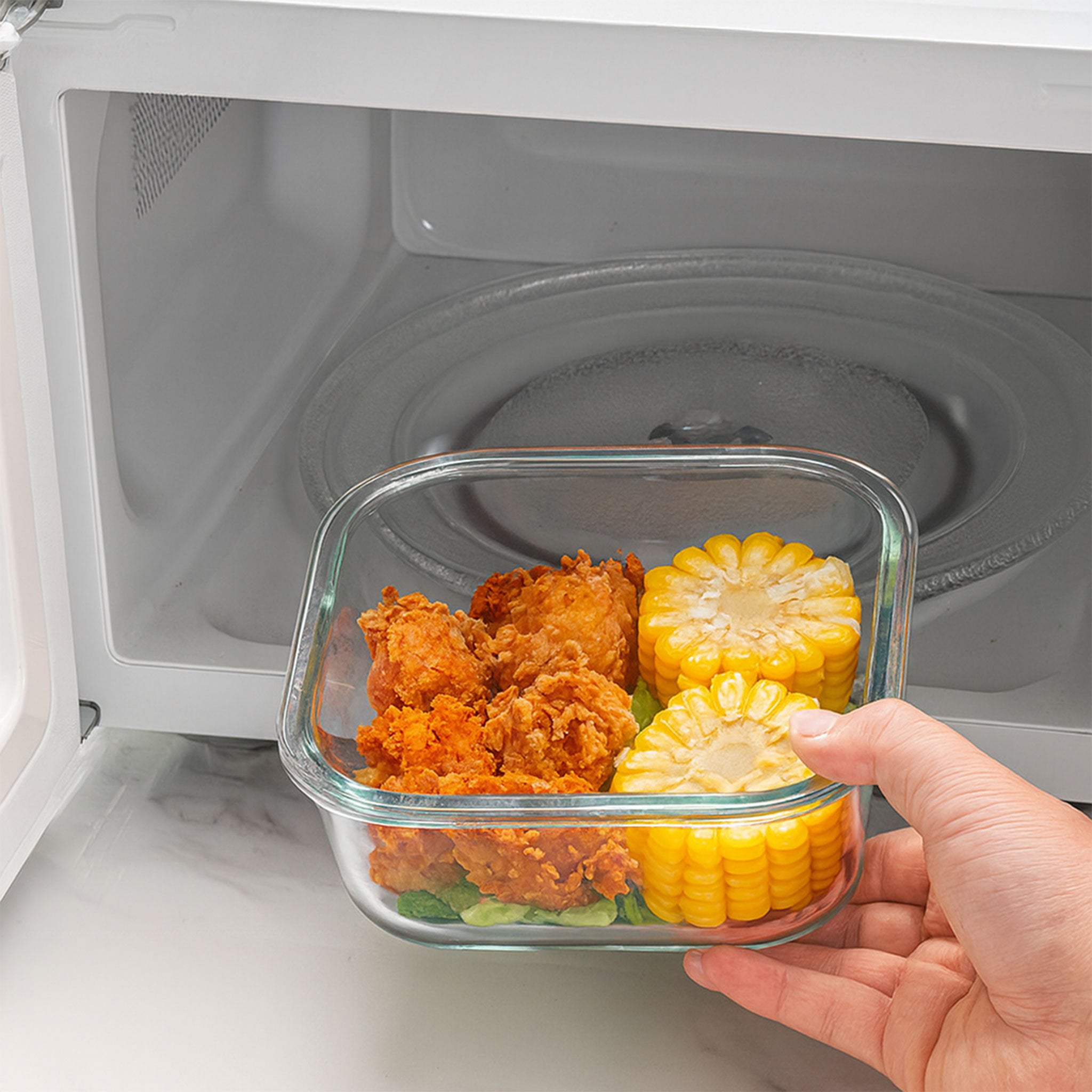 High Borosilicate Microwave Lunch Box with Divider