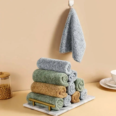 High Performance Soft Absorbent No Shedding Microfiber Bamboo Charcoal Fiber Cleaning Cloth Dish Towel Kitchen Towel Dishcloth wiktra