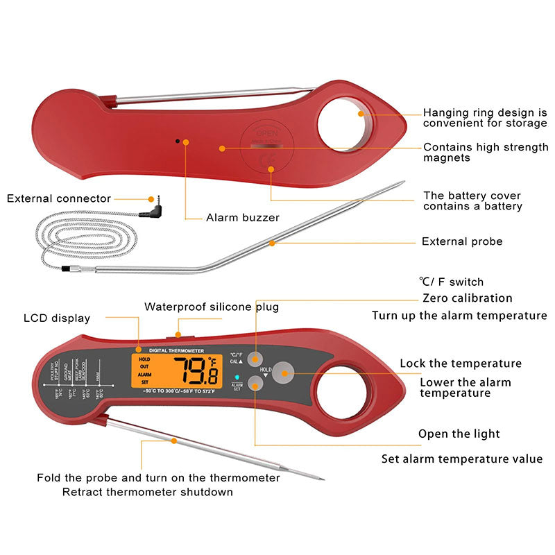 High-Precision Folding BBQ Thermometer