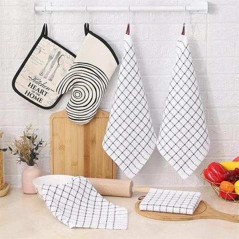 Homaxy 100% Cotton Kitchen Towel Soft Dishcloth Super Absorbent Kitchen Cloths Home Cleaning Scouring Towel Washing Dishes Cloth wiktra