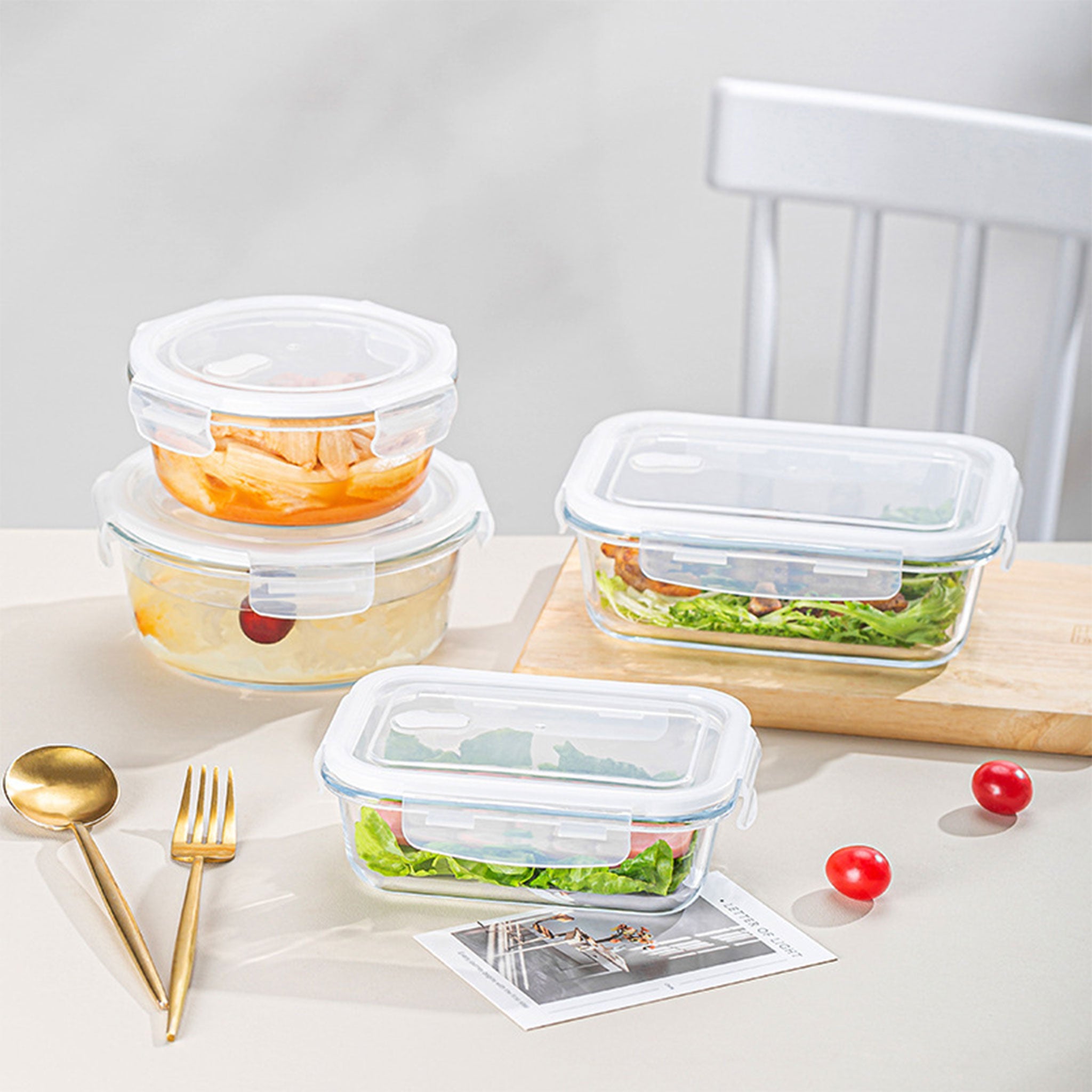 Transparent Glass Microwave Lunch Box