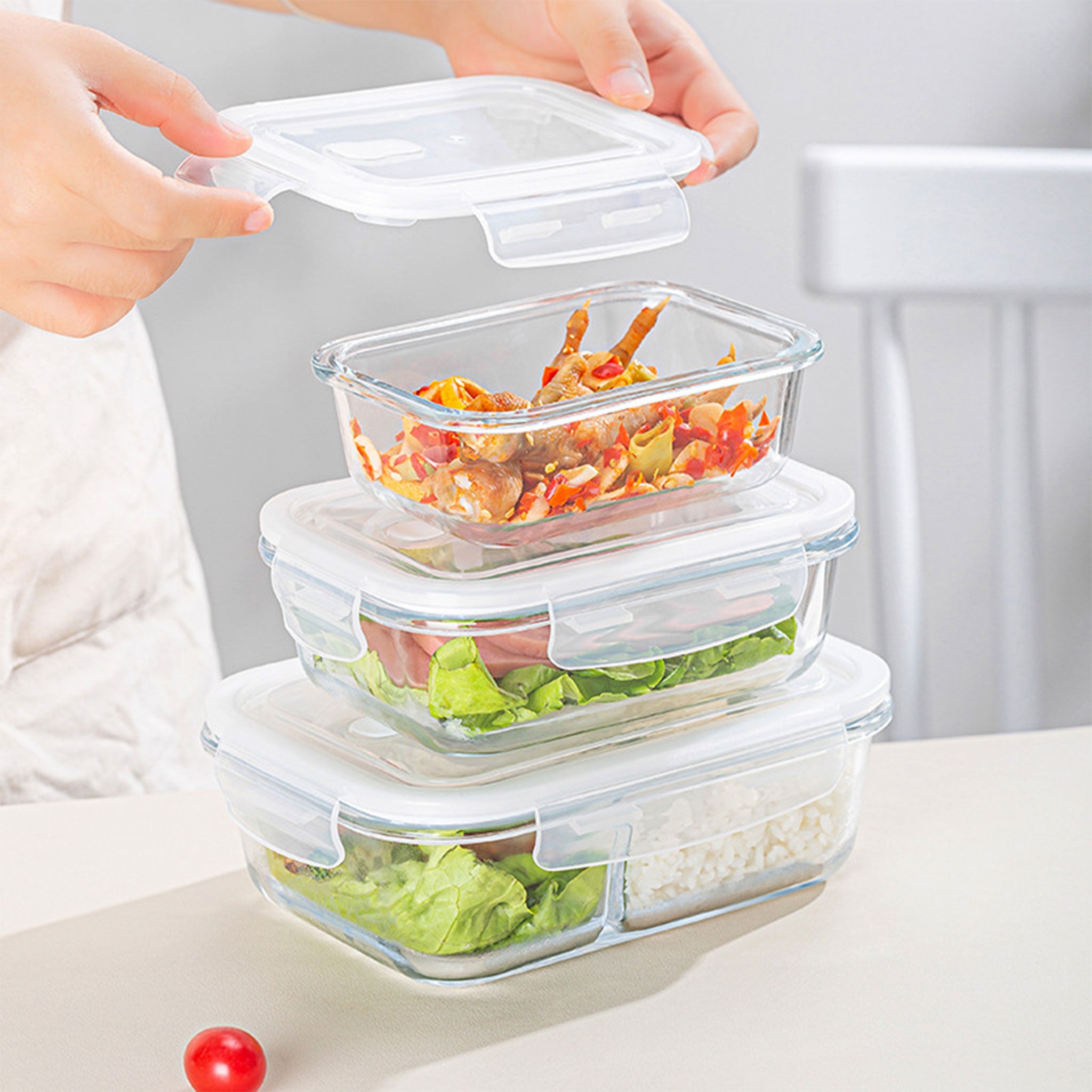 Transparent Glass Microwave Lunch Box