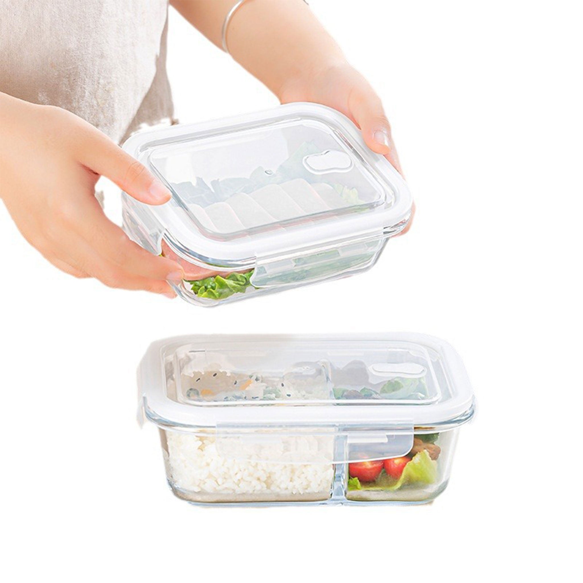 Transparent Glass Microwave Lunch Box