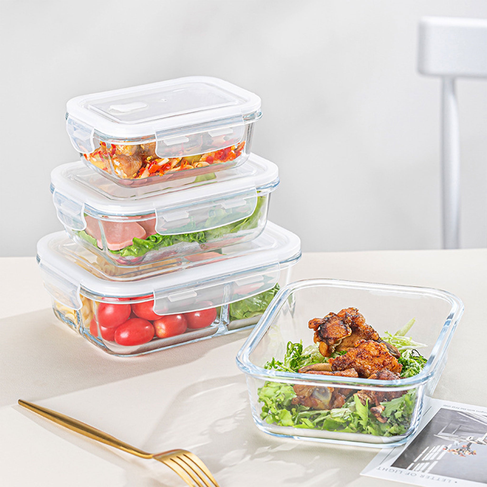 Transparent Glass Microwave Lunch Box