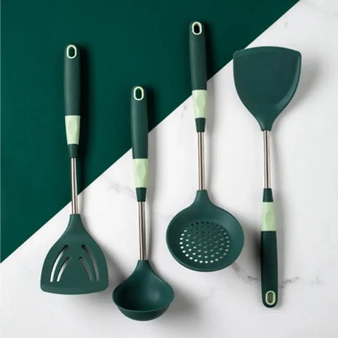 Hot 4Pcs Silicone Kitchenware Cooking Utensils Set Cookware Spatula Shovel Egg Beaters Handle Kitchen Cooking Tool Set wiktra