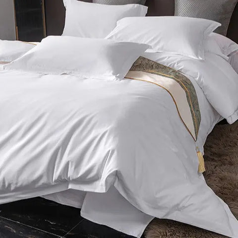 Hotel Four-piece Bed And Lodging Supplies 60 Cotton White Satin Quilt Cover Sheets Hotel Linen wiktra