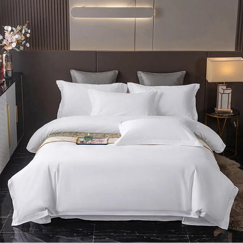 Hotel Four-piece Bed And Lodging Supplies 60 Cotton White Satin Quilt Cover Sheets Hotel Linen wiktra