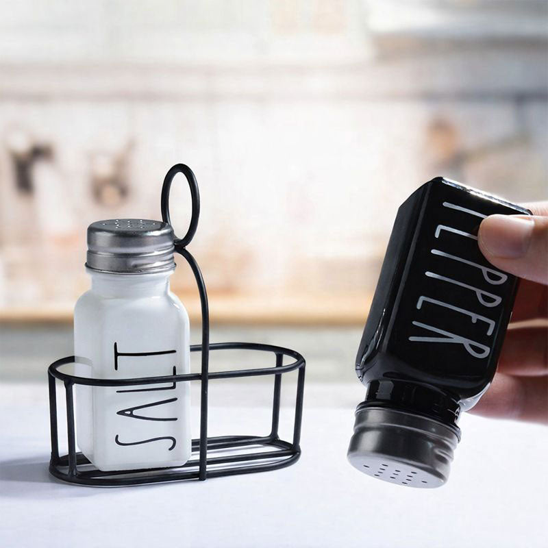 Household Black & White Spice Bottle