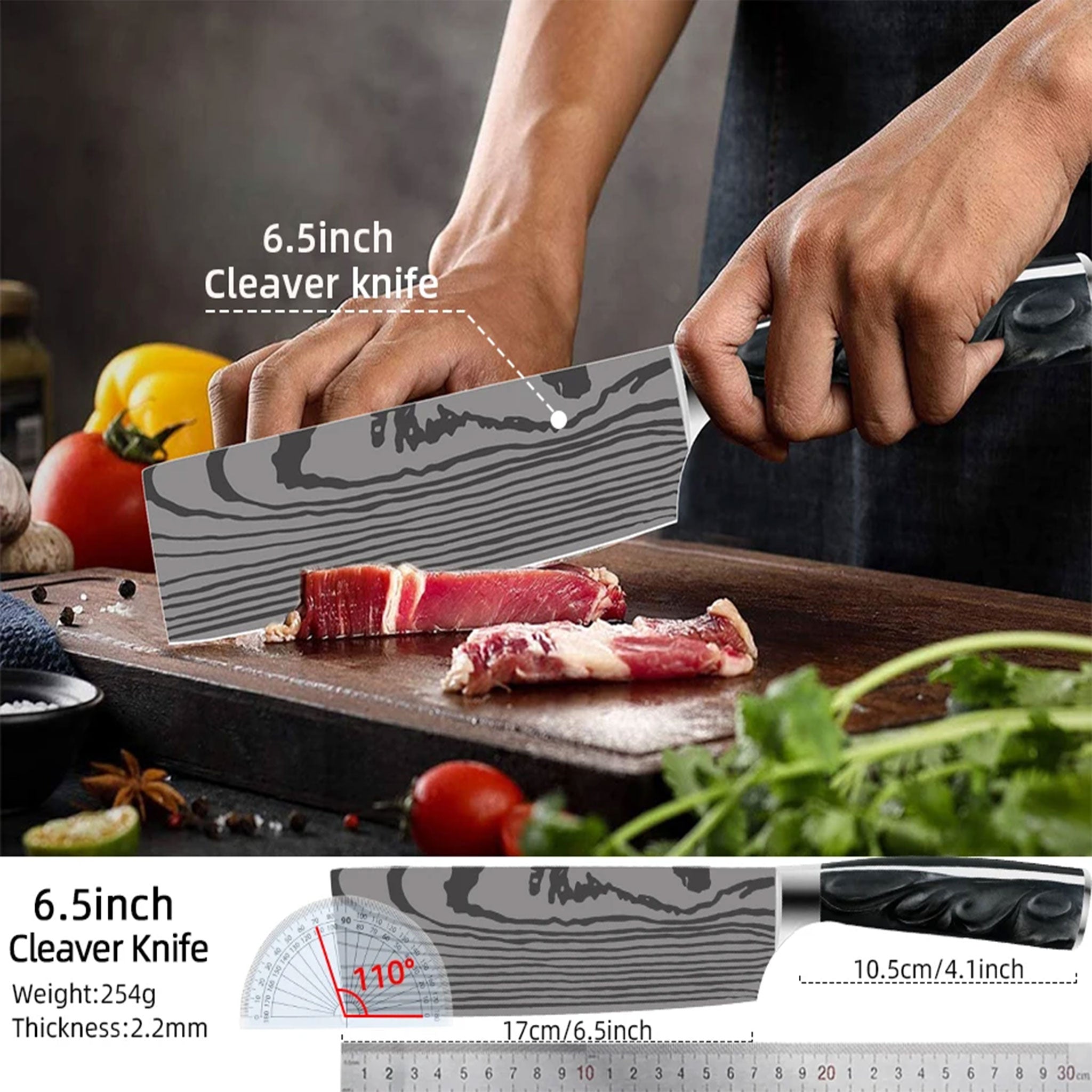Japanese Kitchen Knife Set – Laser Damascus Pattern Stainless Steel