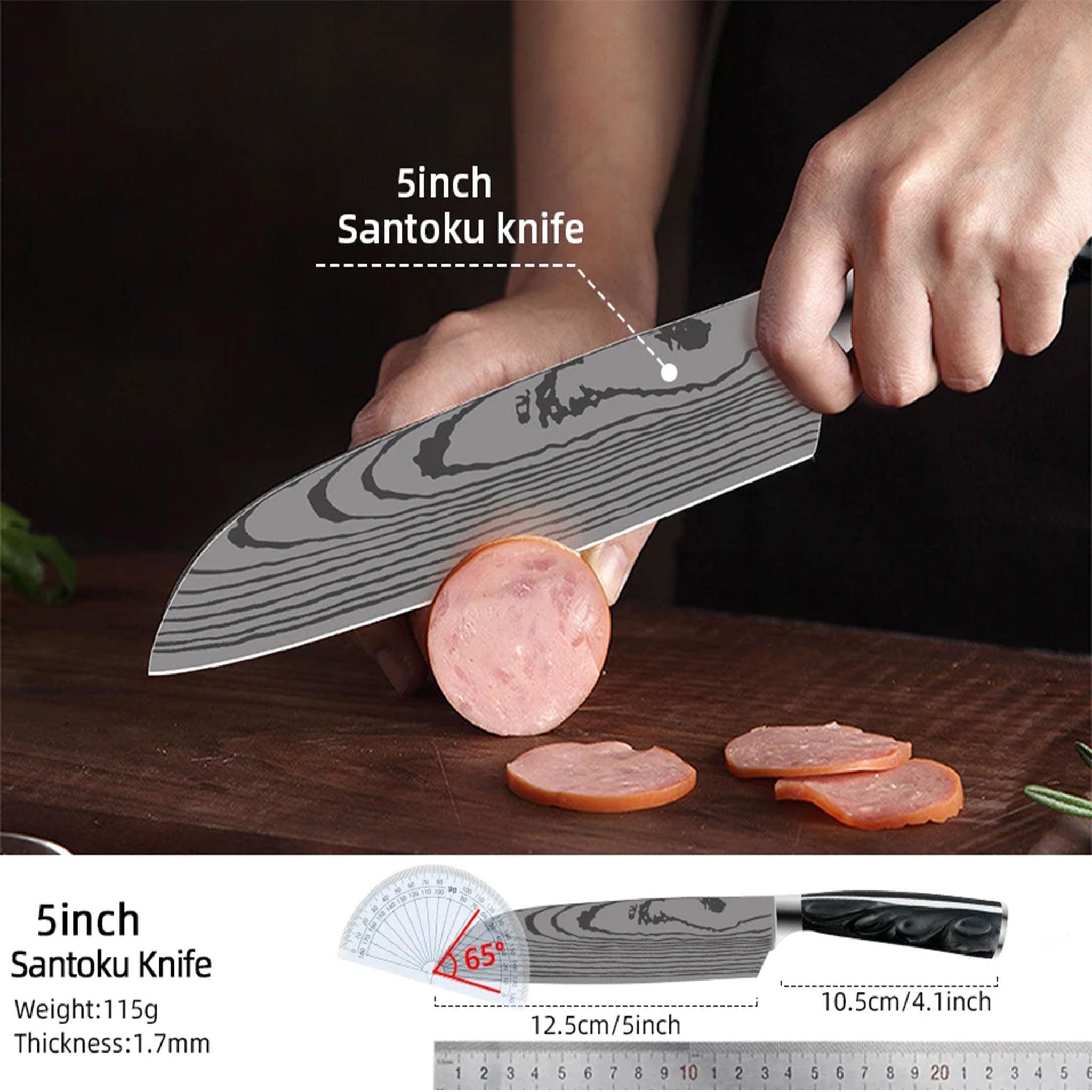 Japanese Kitchen Knife Set – Laser Damascus Pattern Stainless Steel