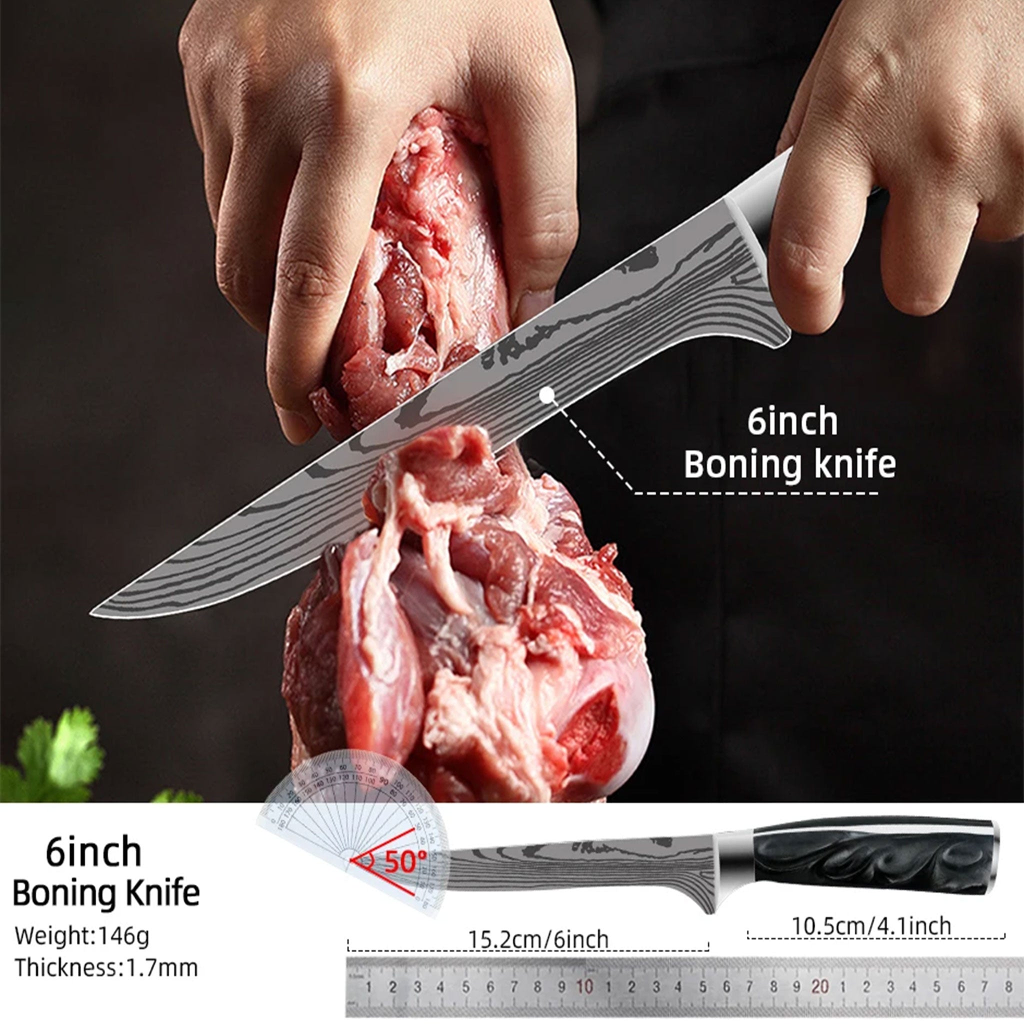 Japanese Kitchen Knife Set – Laser Damascus Pattern Stainless Steel