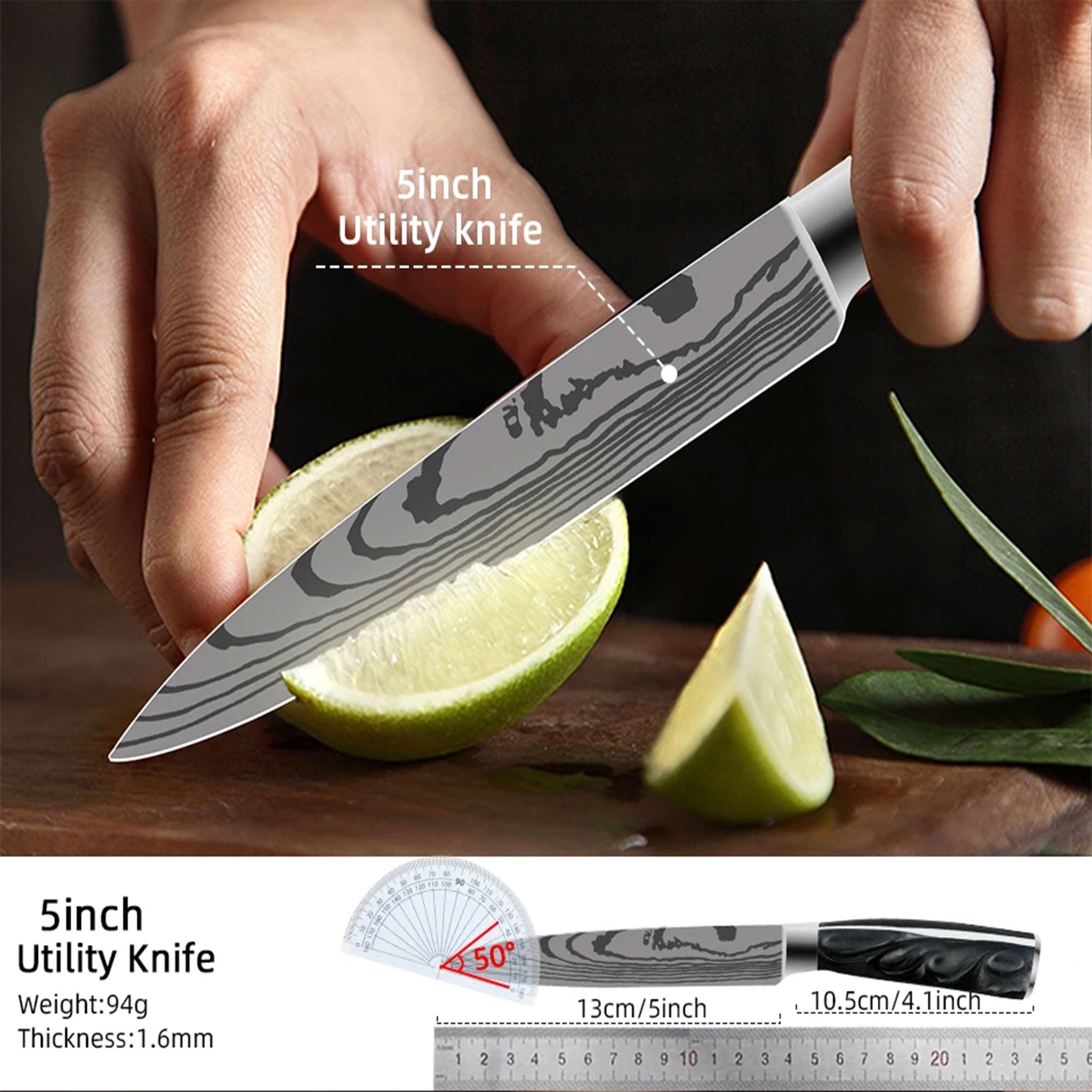Japanese Kitchen Knife Set – Laser Damascus Pattern Stainless Steel