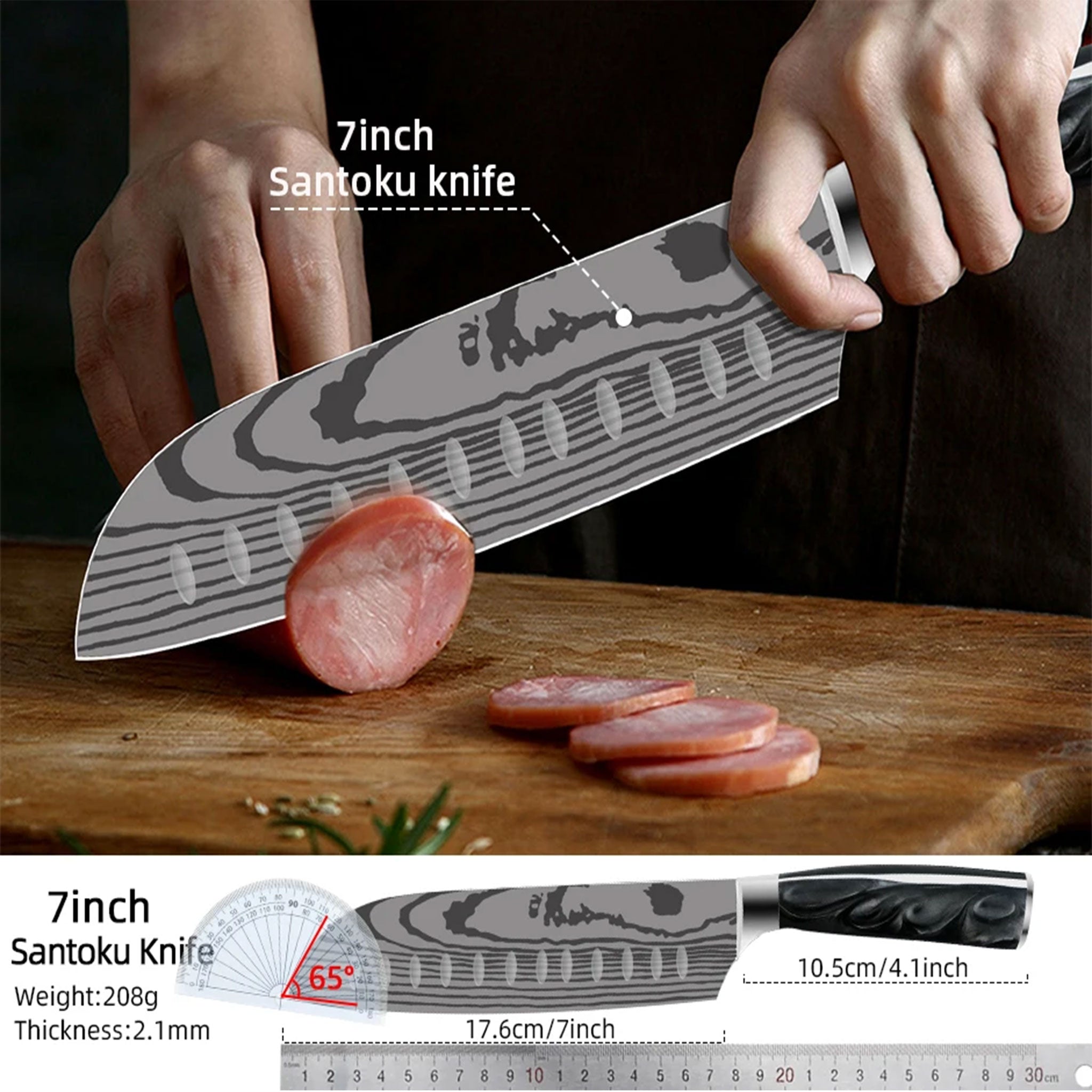 Japanese Kitchen Knife Set – Laser Damascus Pattern Stainless Steel