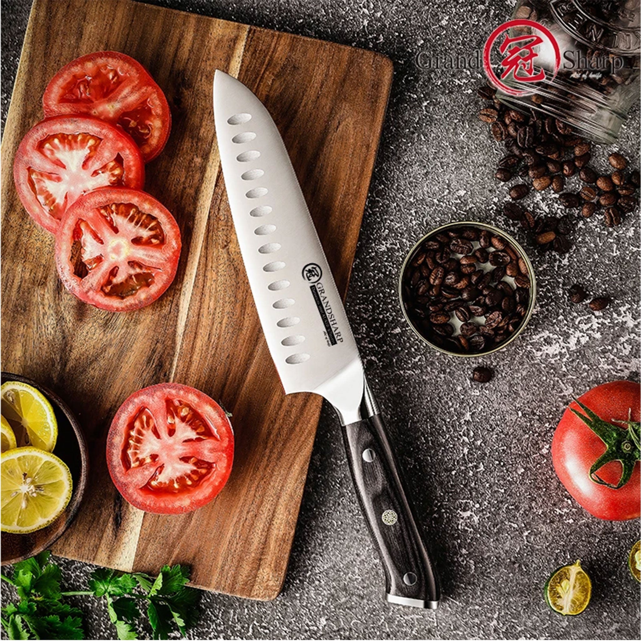 Japanese Santoku Knife – 1.4116 High Carbon Stainless Steel Chef Blade (Black)