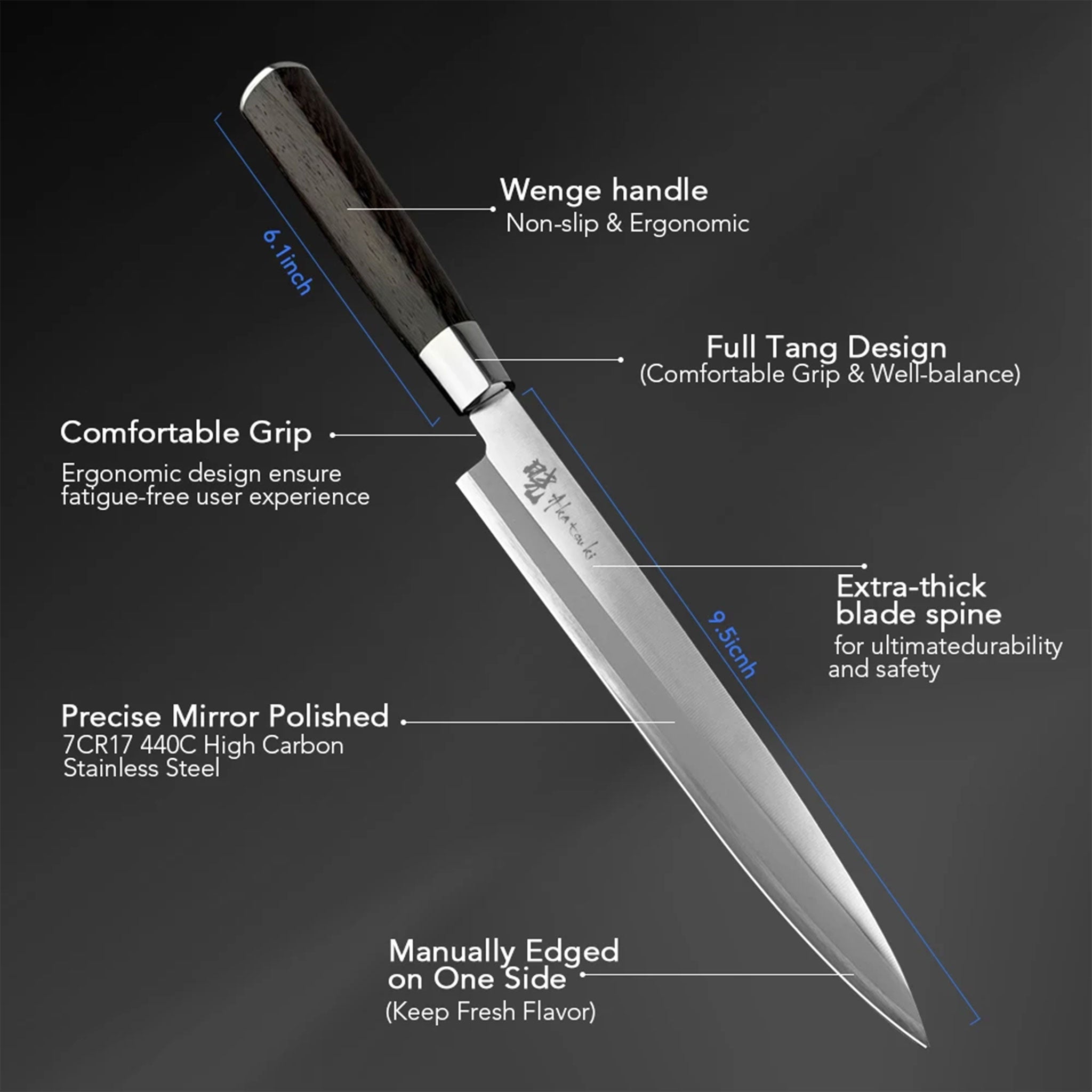 "Japanese Sashimi Sushi Knife with Box – High Carbon Steel"
