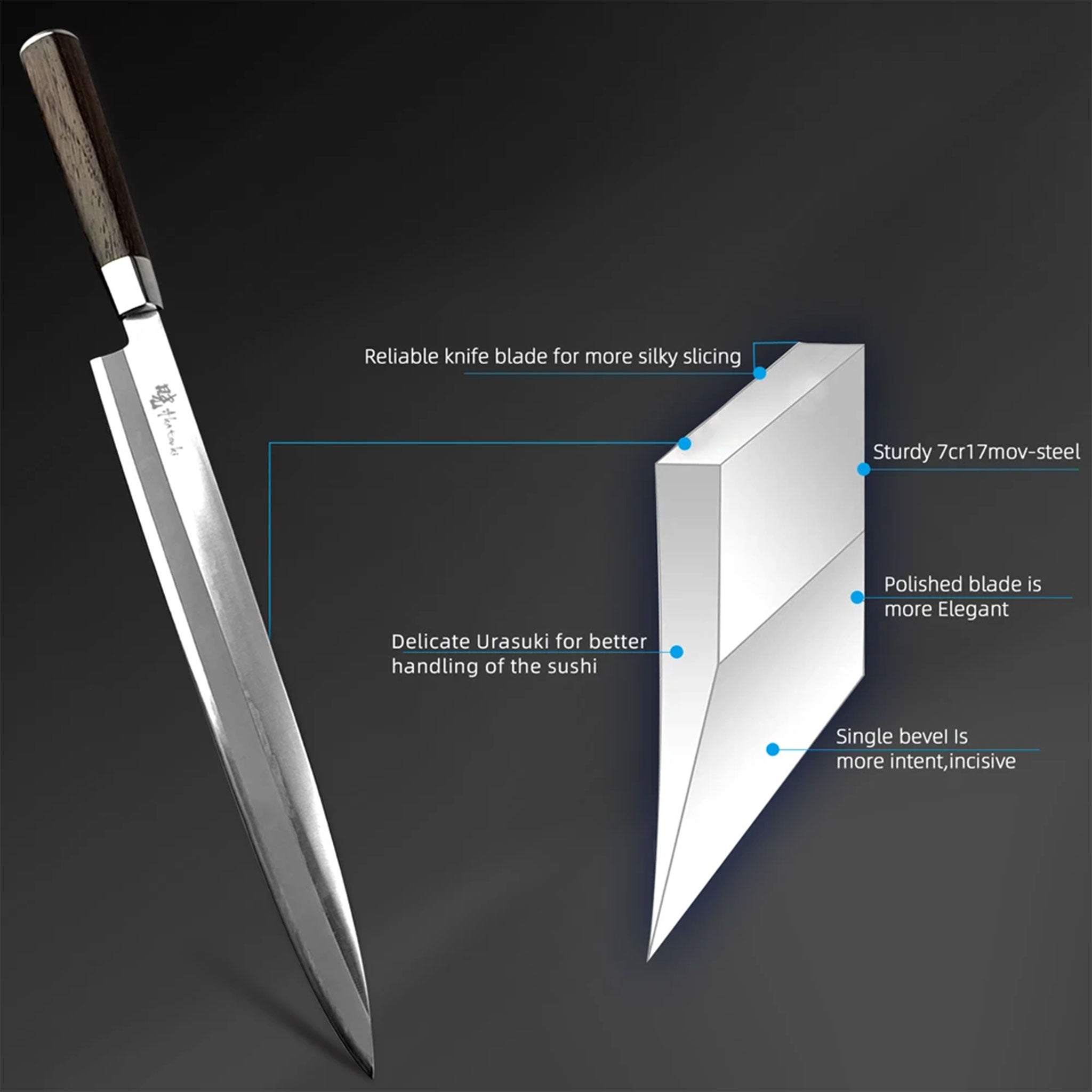 "Japanese Sashimi Sushi Knife with Box – High Carbon Steel"