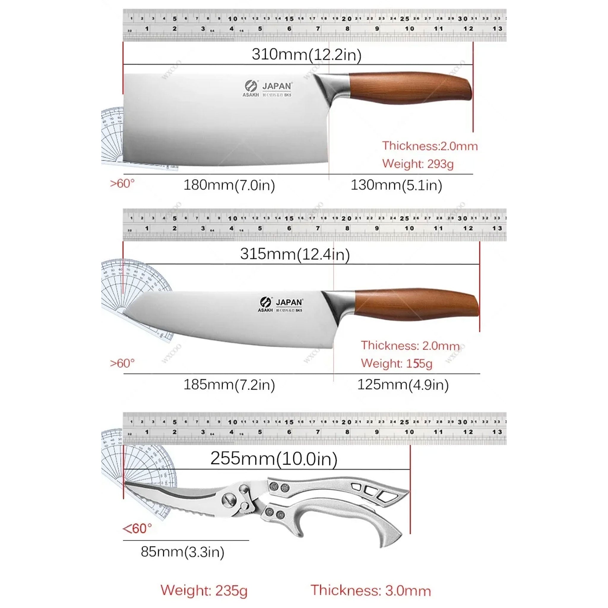Japanese Stainless Steel Chef & Butcher Knife with Gift Box