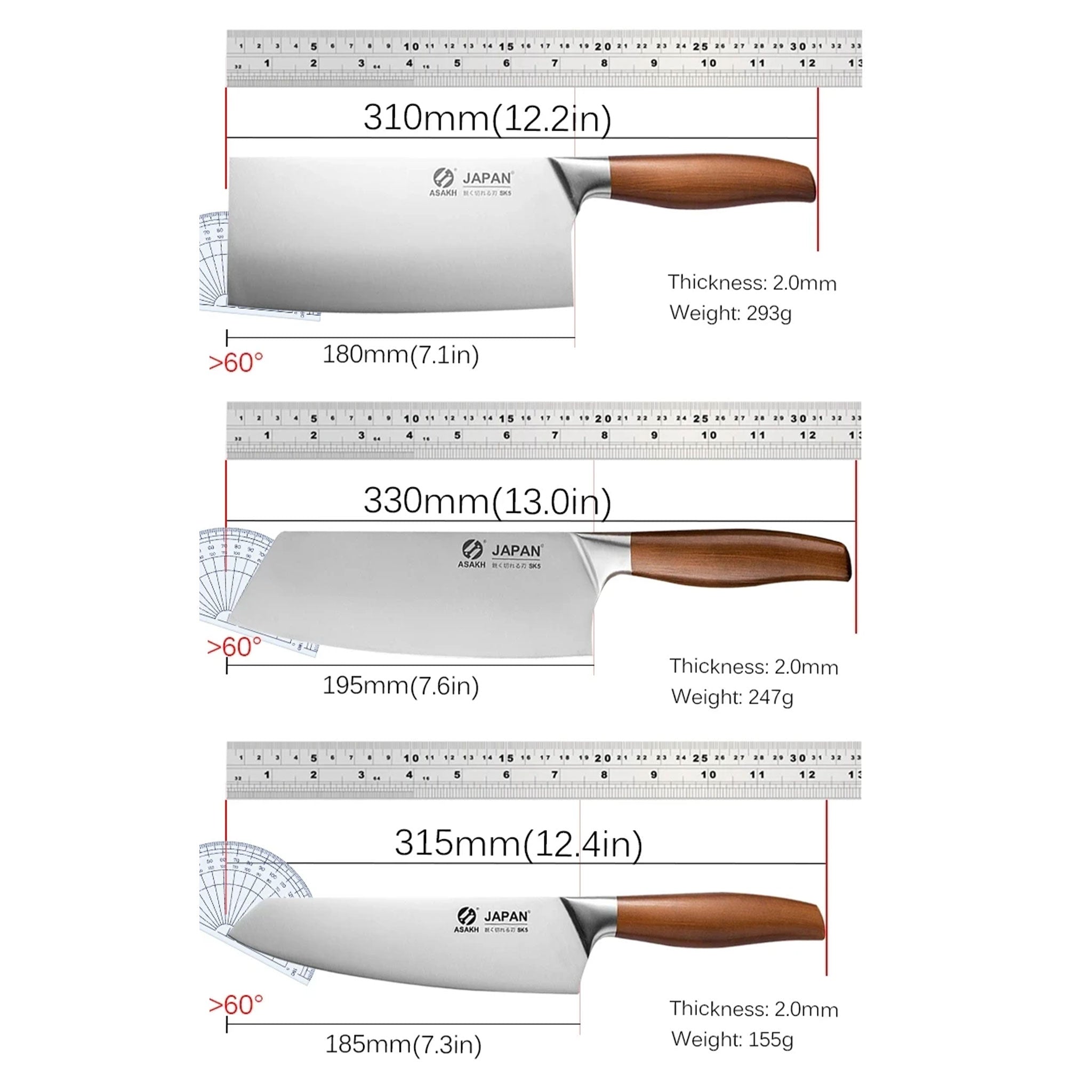 Japanese Stainless Steel Kitchen Knife Set with Gift Box