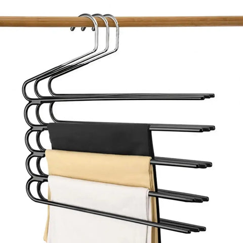 Jeans Hanger Pants Rack 5-tier Space-saving Closet Organizers for Wrinkle-free Storage of Pants Scarves Jeans for Home Dorm Room wiktra