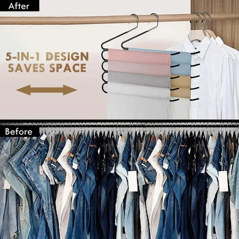 Jeans Hanger Pants Rack 5-tier Space-saving Closet Organizers for Wrinkle-free Storage of Pants Scarves Jeans for Home Dorm Room wiktra