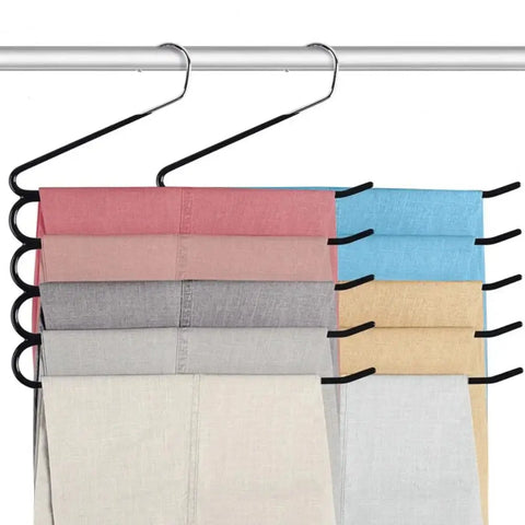 Jeans Hanger Pants Rack 5-tier Space-saving Closet Organizers for Wrinkle-free Storage of Pants Scarves Jeans for Home Dorm Room wiktra