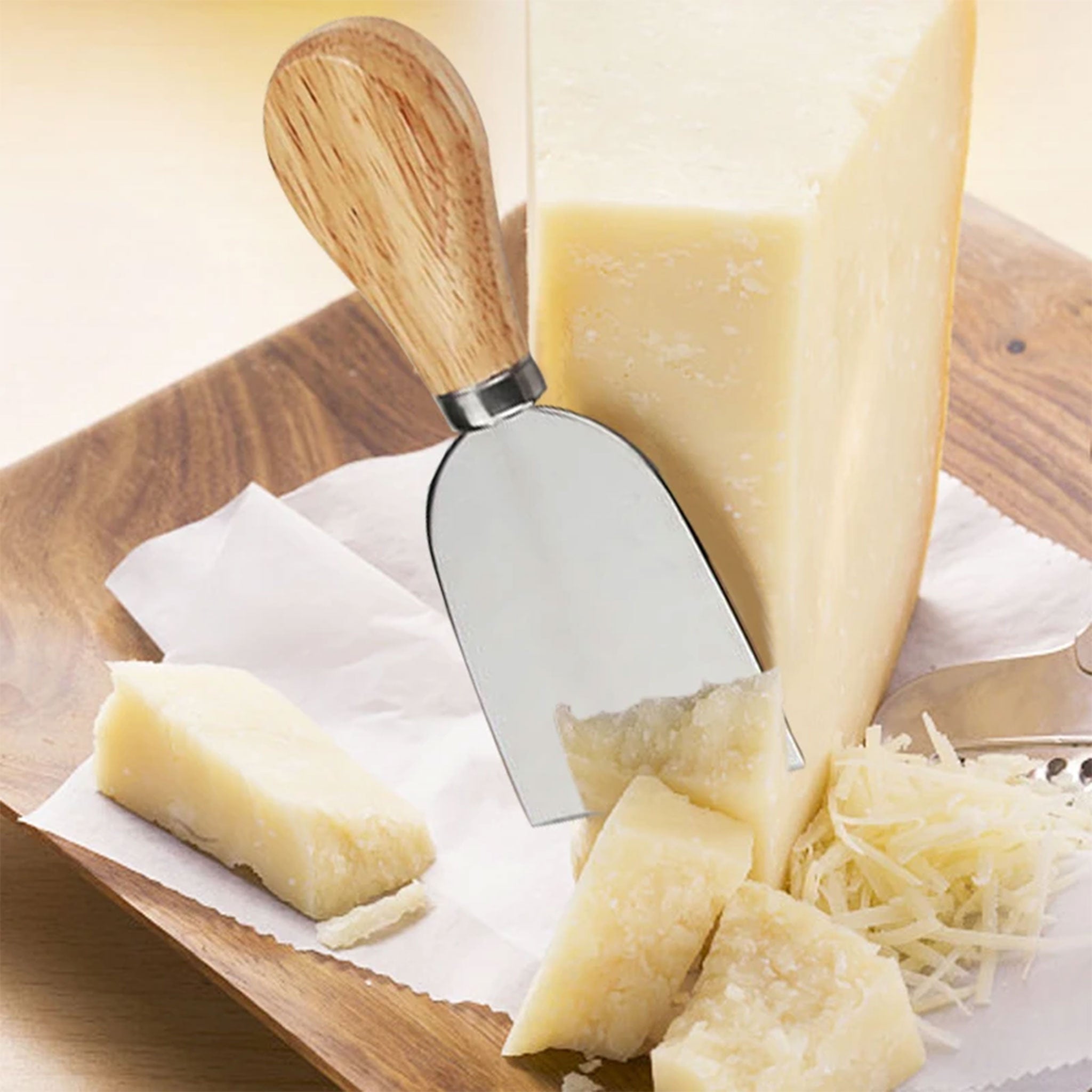 KEEMAKE 3PCS Stainless Steel Cheese Knife Set with Bamboo Handles