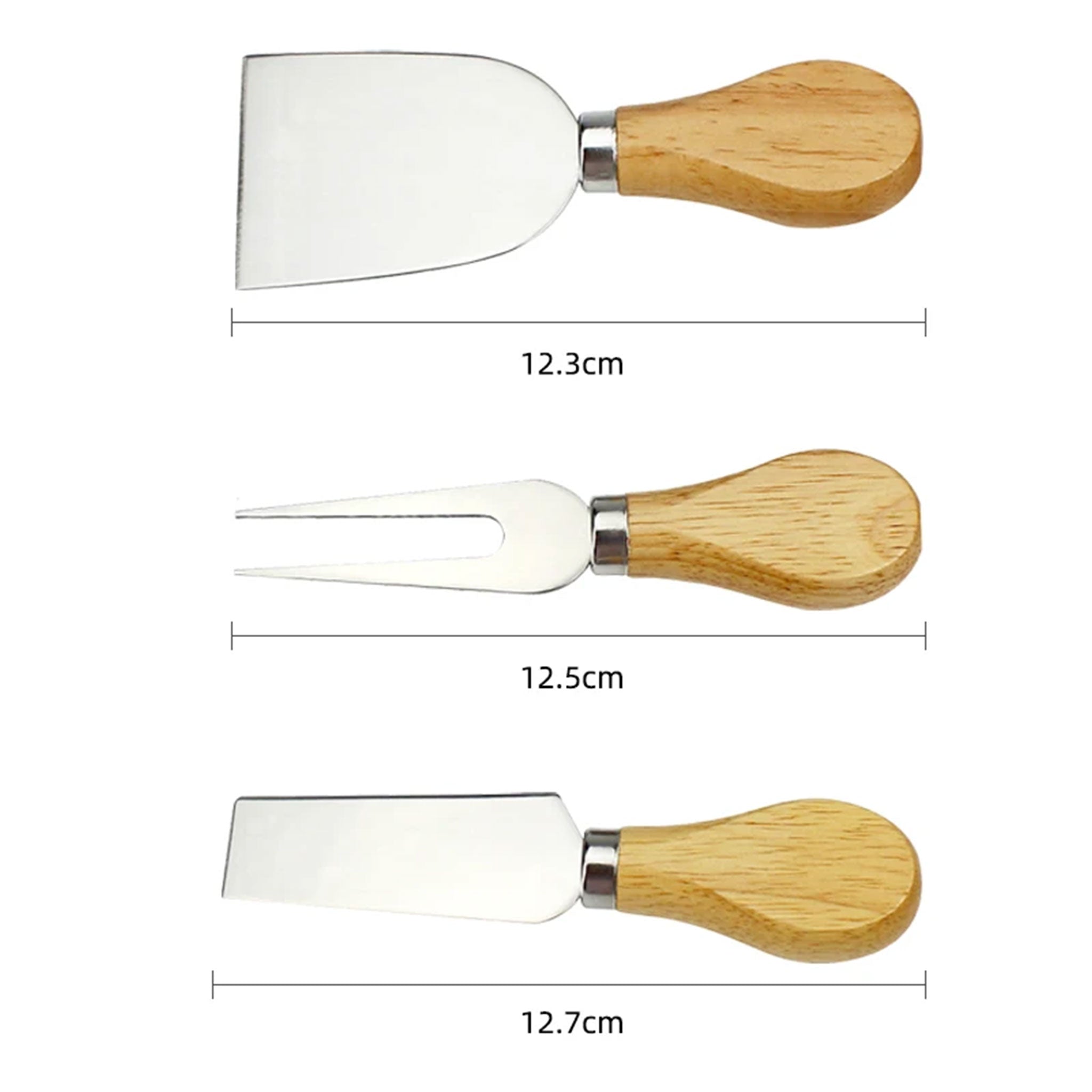 KEEMAKE 3PCS Stainless Steel Cheese Knife Set with Bamboo Handles