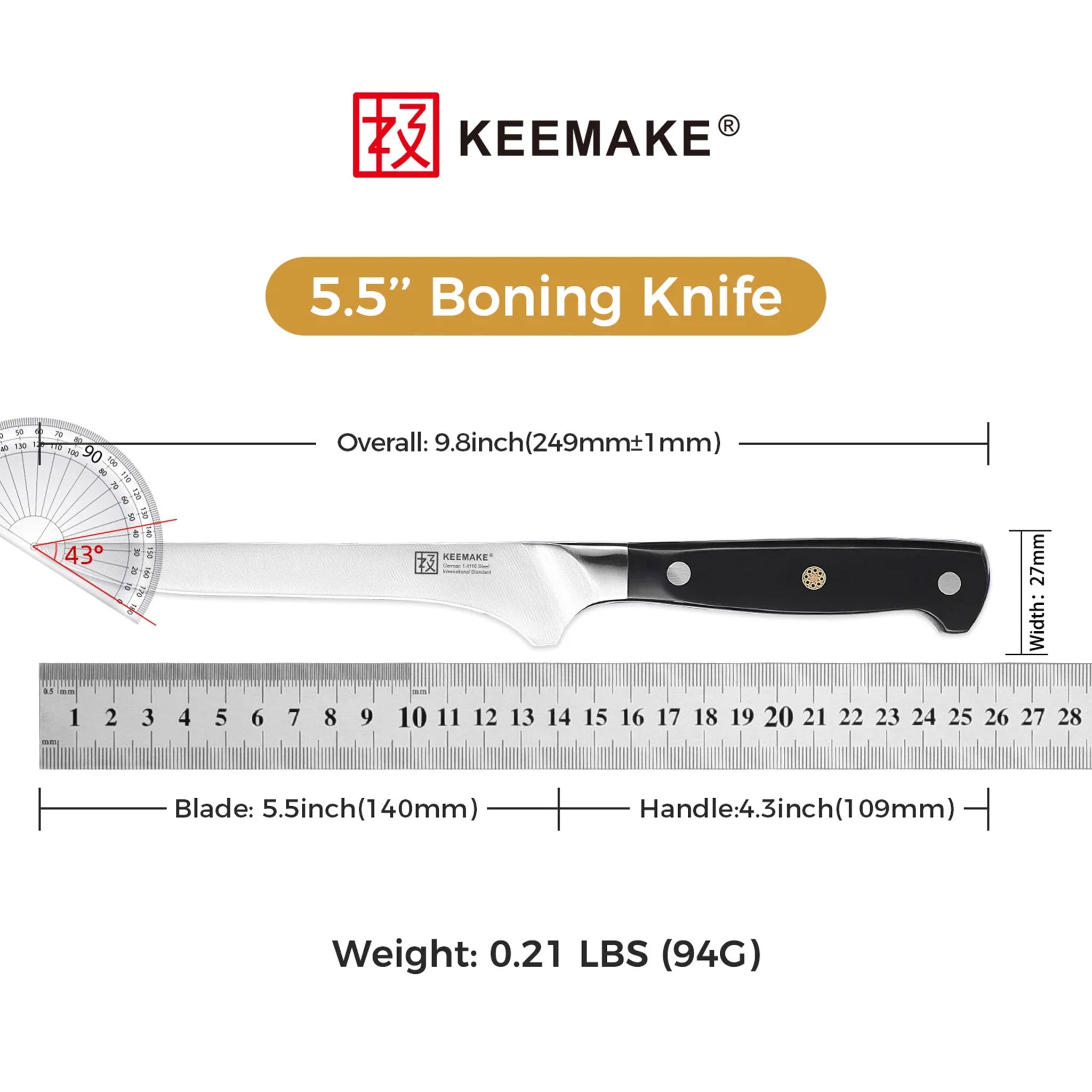 KEEMAKE 5.5" High Carbon Stainless Steel Boning Fillet Knife