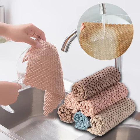 Kitchen Anti-grease Wiping Rags Efficient Super Absorbent Microfiber Cleaning Cloth Home Washing Dish Kitchen Cleaning Towel wiktra