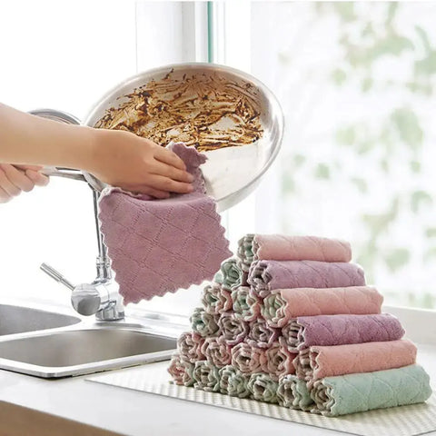 Kitchen Anti-grease Wiping Rags Efficient Super Absorbent Microfiber Cleaning Cloth Home Washing Dish Kitchen Cleaning Towel wiktra