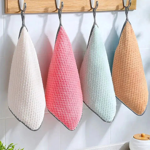 Kitchen Daily Dish Towel Cloth Kitchen Rag Non-stick Oil Thickened Table Cleaning Cloth Double-layer Absorbent Microfiber - Wiktra