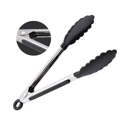 Kitchen Food Tongs Barbecue Salad Grill Serving Tongs No-stick Food Clip Silicone BBQ Tongs Bread Clamp Cake Clip 10-Inch wiktra