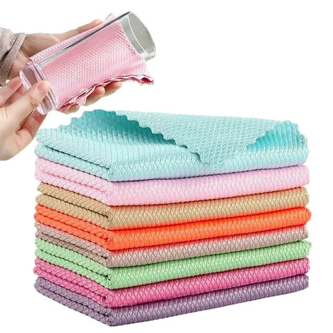 Kitchen Tool Fish Scale Cleaning Cloth Multifunctional Microfiber Dish Towels Reusable Washable Oil Wiping Kitchen Cleaning Rugs wiktra