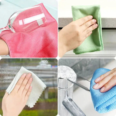 Kitchen Tool Fish Scale Cleaning Cloth Multifunctional Microfiber Dish Towels Reusable Washable Oil Wiping Kitchen Cleaning Rugs wiktra