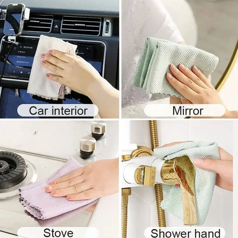 Kitchen Tool Fish Scale Cleaning Cloth Multifunctional Microfiber Dish Towels Reusable Washable Oil Wiping Kitchen Cleaning Rugs wiktra