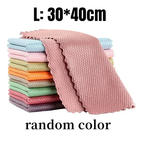 Kitchen Tool Fish Scale Cleaning Cloth Multifunctional Microfiber Dish Towels Reusable Washable Oil Wiping Kitchen Cleaning Rugs