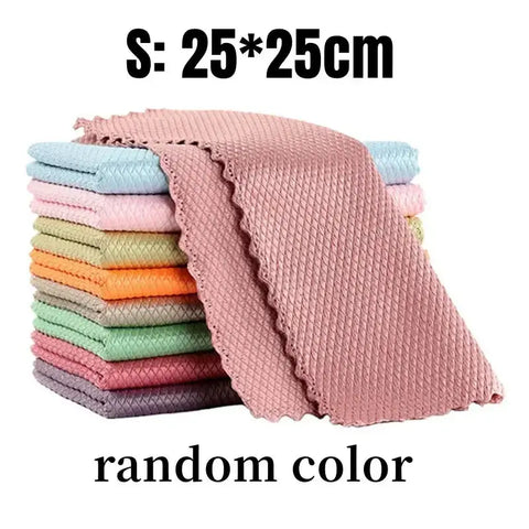 Kitchen Tool Fish Scale Cleaning Cloth Multifunctional Microfiber Dish Towels Reusable Washable Oil Wiping Kitchen Cleaning Rugs