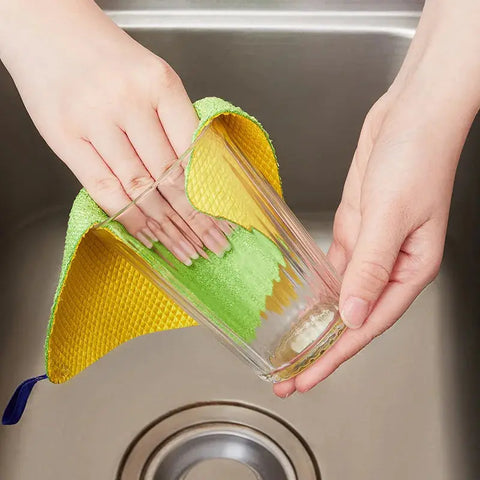 Kitchen Towel Dish Cloth Absorbable Double-sided Microfiber Cloth Cleaning Wipe Faucet Window Car Towel Rag Kitchen Accessories wiktra