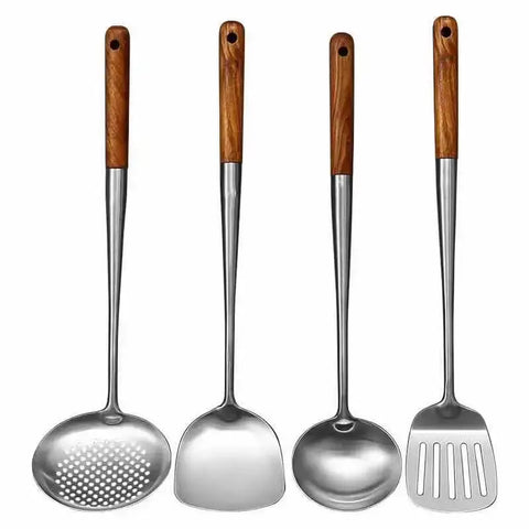 Kitchen Utensils Wok Spatula Iron and Ladle Tool Set Spatula for Stainless Steel Cooking Equpment Kitchen Accessories Essentials wiktra