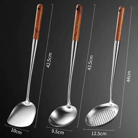 Kitchen Utensils Wok Spatula Iron and Ladle Tool Set Spatula for Stainless Steel Cooking Equpment Kitchen Accessories Essentials wiktra